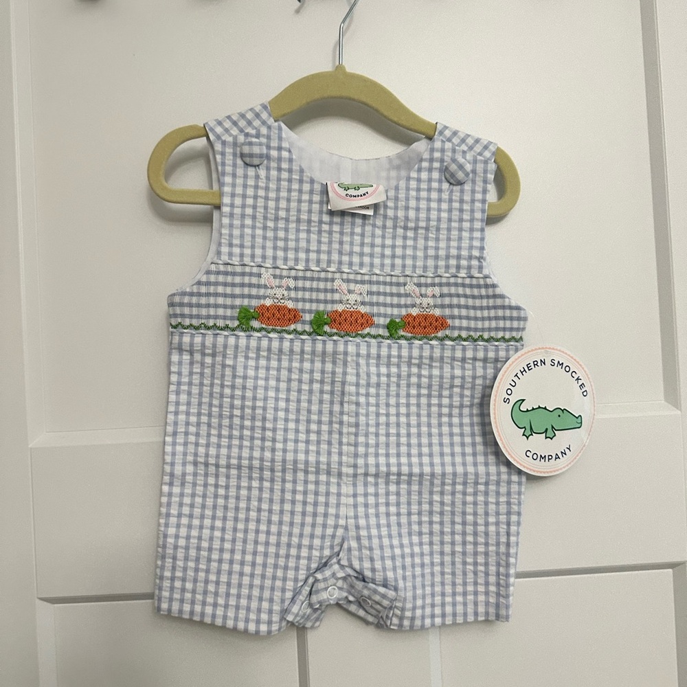 Southern Smocked Company Smocked Bunnies and Carrots Jon Jon